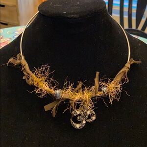 Cool  fabric metal handmade choker handmade earthy
